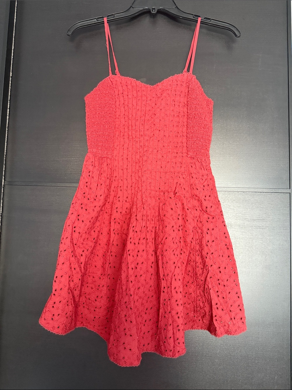 aerie Red Eyelet Mini Sundress with Spaghetti Straps